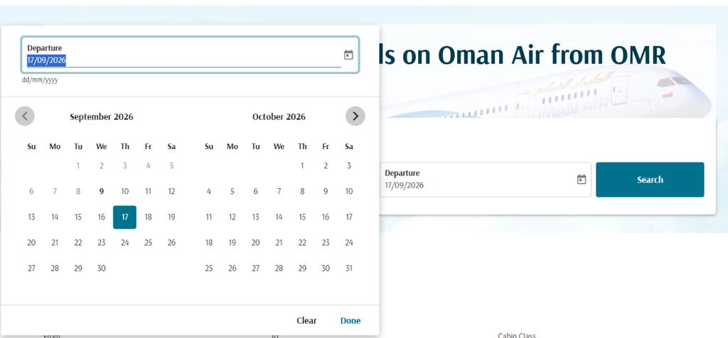 Oman Air Flight Booking Calendar
